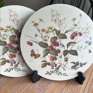 Vintage Trivets Botanical Strawberry Pimpernel Made In England Set of 2